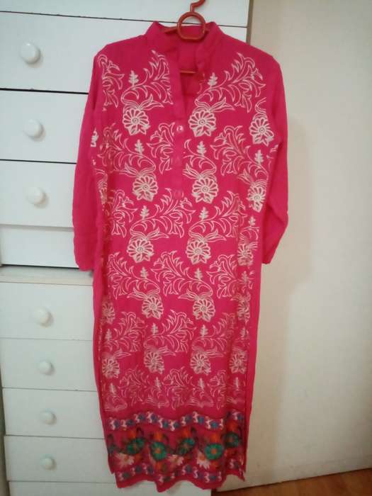 Bright pink embroidered Indian dress