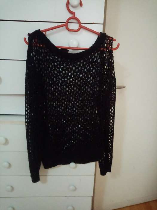 Black see through patterned long sleeve top