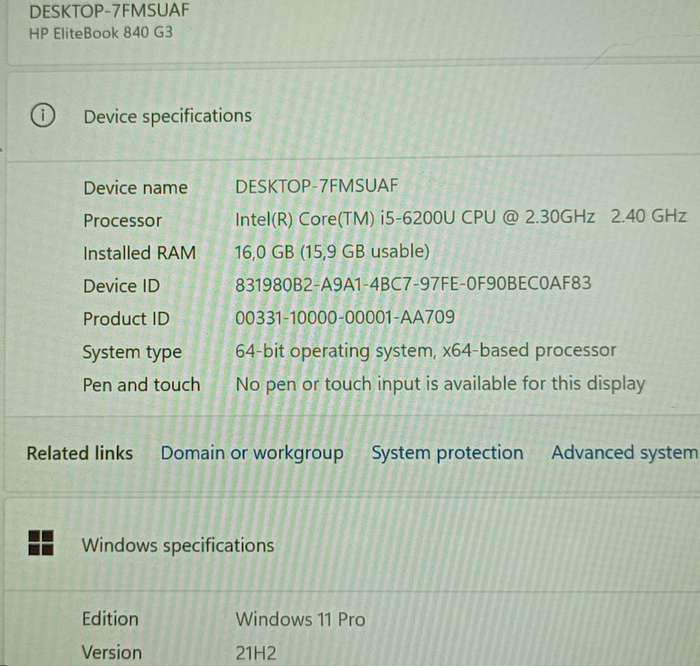HP EliteBook 840 G3, Intel i5-6200U@2.4GHz, 16GB RAM, 256GB m.2 SSD, 14` FHD Display, Win11