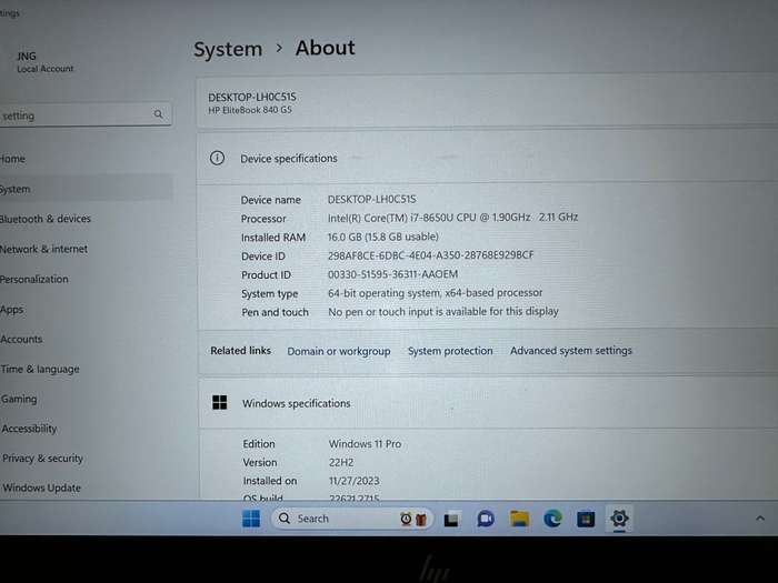 HP EliteBook 840 G5  8th Gen i7-8550U@1.9GHz, 16GB RAM, 256GB SSD,UHD GRAPHICS 620 FHD Display LTE