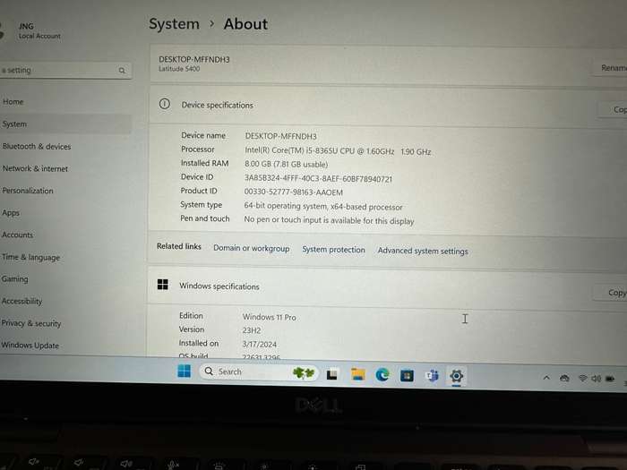 Dell Latitude 5400, 8th GEN I5-8365u@1.6ghz, 8GB RAM, 256gb NVMe SSD, 14` FHD Display, Win11 LTE