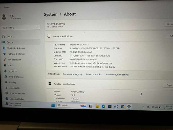 HP EliteBook 840 G6  8th Gen i7-8550U@1.9GHz, 16GB RAM, 256GB SSD,UHD GRAPHICS 620 FHD Display LTE