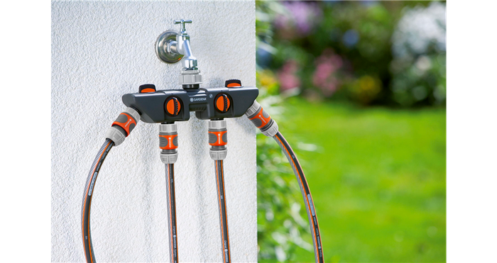 For operating up to four watering accessories at the same time The 4 Channel Water Distributor by GA