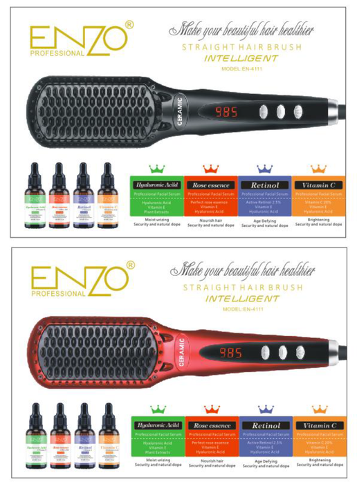 Enzo Portable Fast Hair Straightening Brush Comb - Black EN 4111
