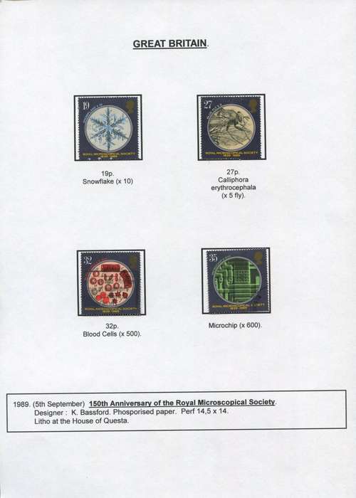 Great Britain - 4 Stamps Mounted on Presentation page