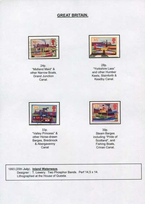 Great Britain - 4 Stamps Mounted on Presentation page