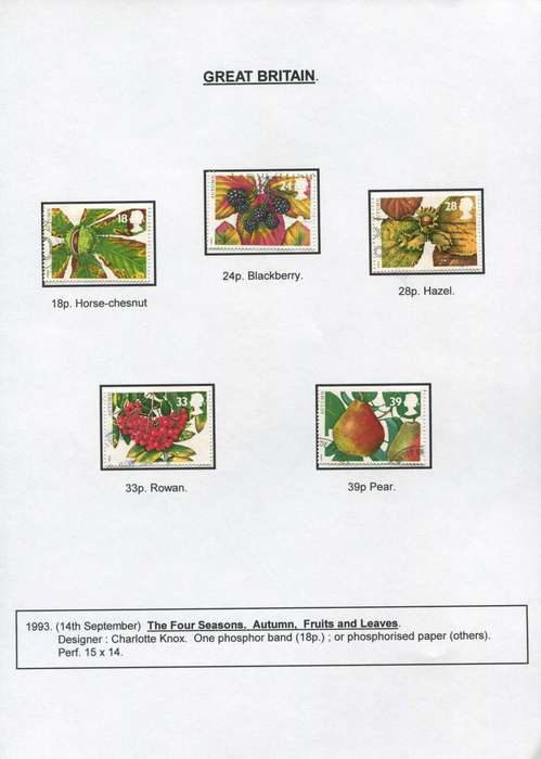 Great Britain - 5 Stamps Mounted on Presentation page