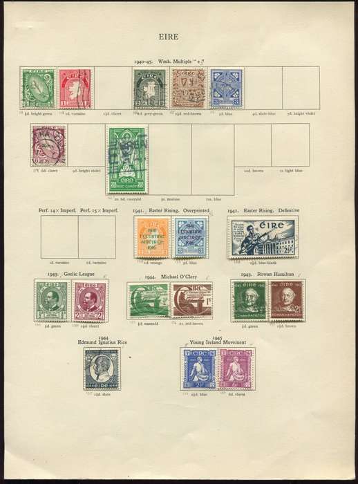 Ireland - 19 Stamps Mounted On Old Album Page