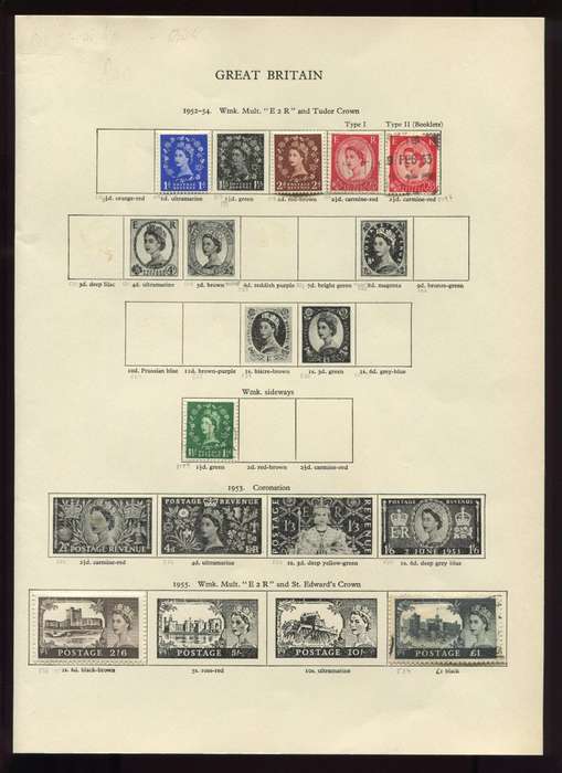 Great Britain - 7 Stamps Mounted On Old Album Page