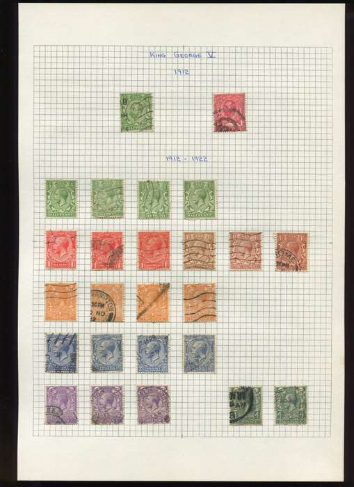 Great Britain - 25 Stamps Mounted on Old Album Page