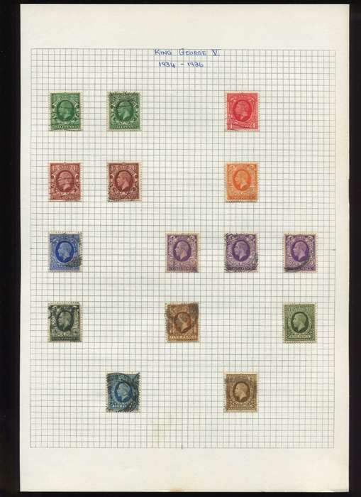 Great Britain - 15 Stamps Mounted on Old Album Page