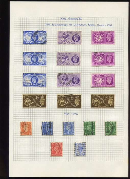 Great Britain - 19 Stamps Mounted on Old Album Page