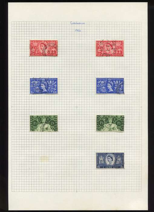 Great Britain - 7 Stamps Mounted on Old Album Page