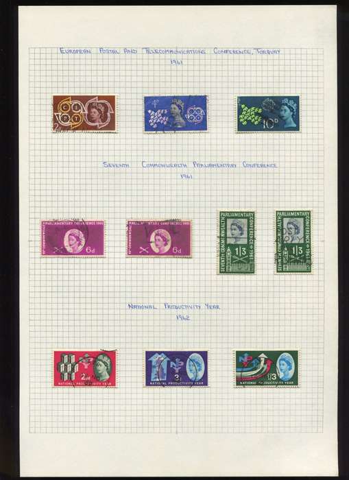 Great Britain - 10 Stamps Mounted on Old Album Page
