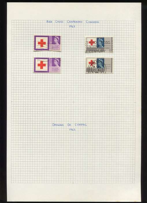 Great Britain - 4 Stamps Mounted on Old Album Page