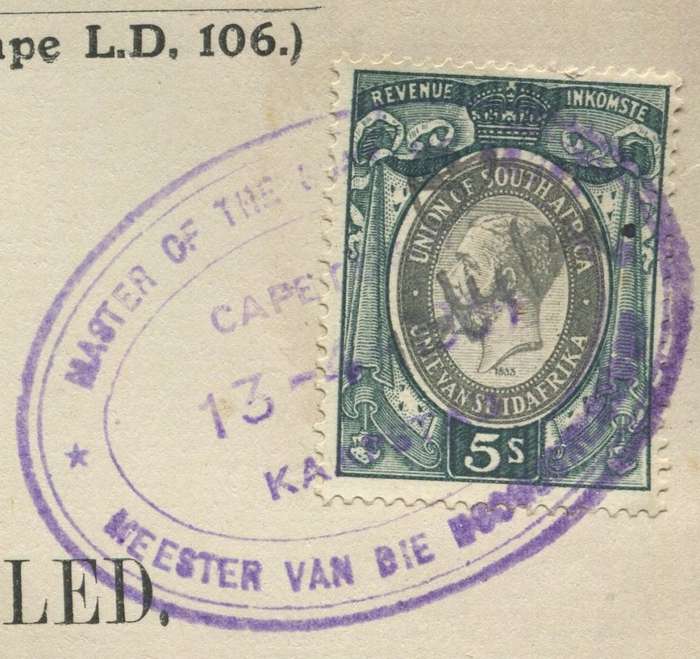 Union of SA - Document - Certificate of Executor s Account Filed - 5 /- 1931 Stamp