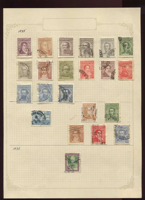 Argentina - 22 Stamps Mounted on Old Album Page