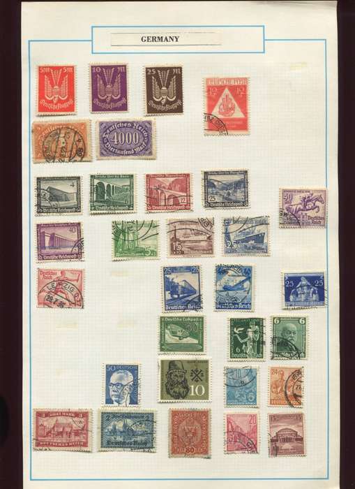 Germany - 31 Stamps Mounted on Old Album Page