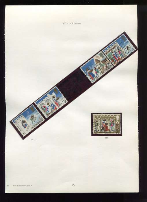 Great Britain - 5 Stamps Mounted on Old Album Page