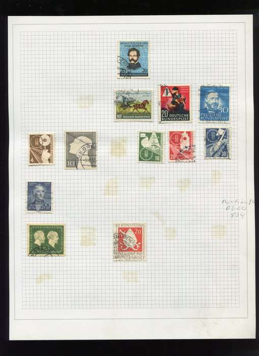 Germany - 12 Stamps Mounted on Old Album Page