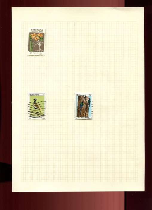 Botswana - 3 Stamps on Old Album Page