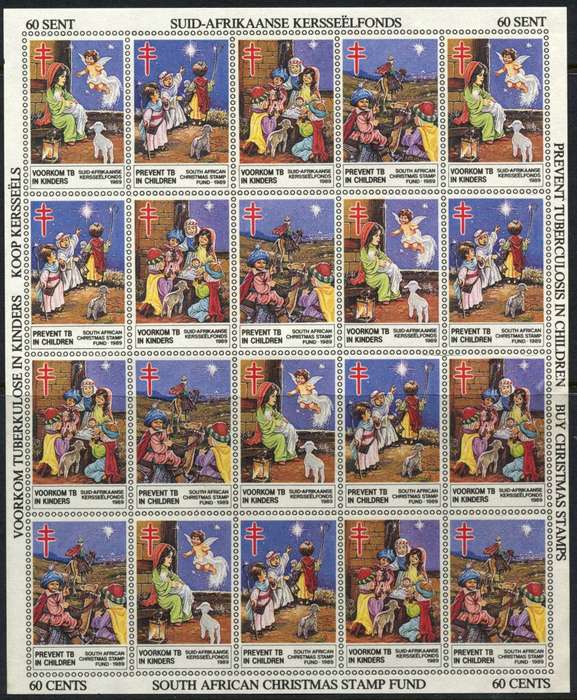 RSA - Christmas Stamps - Complete Sheet - Cinderellas - 1989 - MM