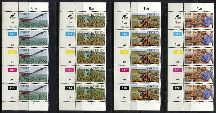 Ciskei - Set of 4 Control Strips of 5 - 1982 - MNH