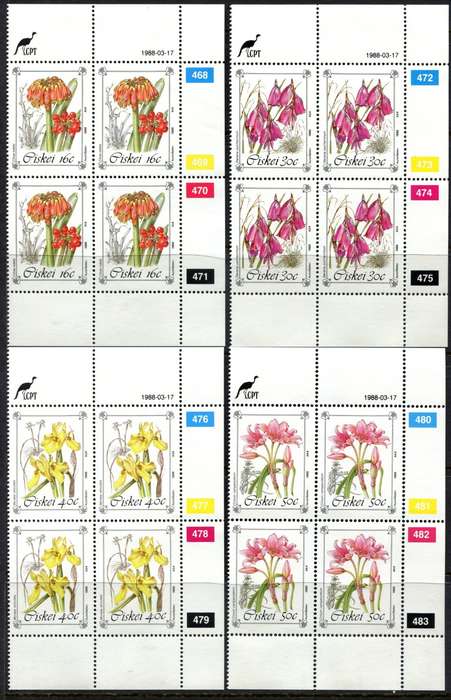 Ciskei - Set of 4 Control Blocks of 4 - 1988 - MNH