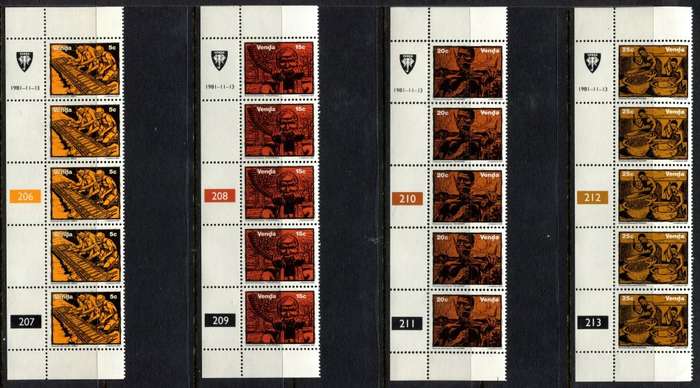 Venda - Set of 4 Control Strips of 5 - 1981 - MNH