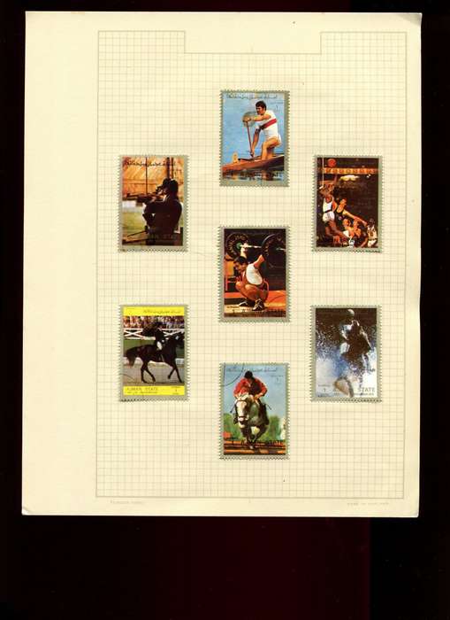 Sport - Ajman - 7 Stamps Mounted On Old Album Page