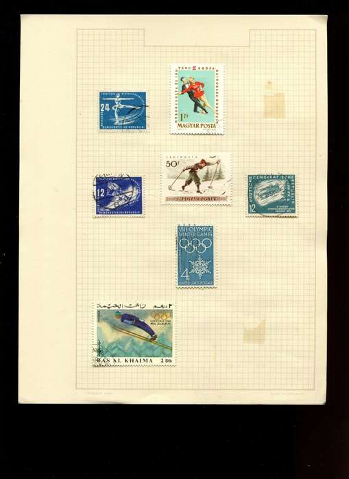 Sport - Germany DDR and Others - 7 Stamps Mounted On Old Album Page