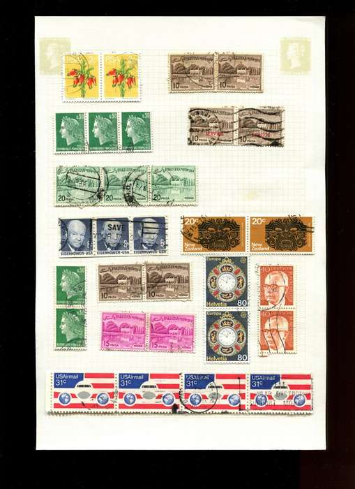 Word Mix in Multiples - 31 Stamps  Mounted On Old Album Page