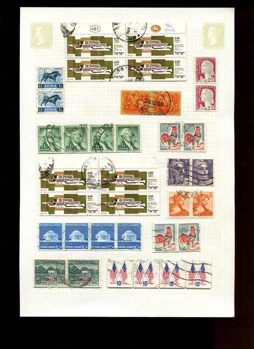 Word Mix in Multiples - 36 Stamps  Mounted On Old Album Page