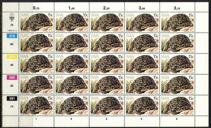 SWA - Set of 4 Complete Sheets of 25 - 1982 - MNH