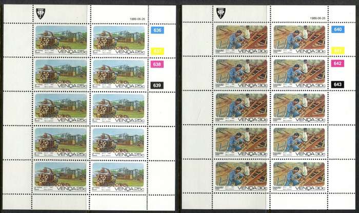 Venda - Set of 4 Complete Sheets of 10 - 1986 - MNH