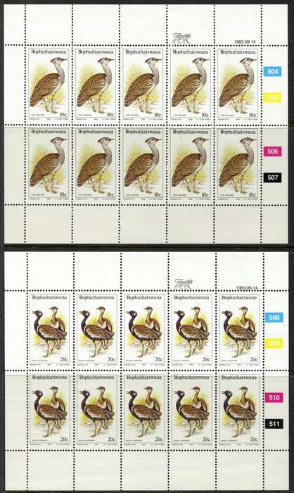 Bophuthatswana - Set of 4 Complete Sheets of 10 - 1983 - MNH