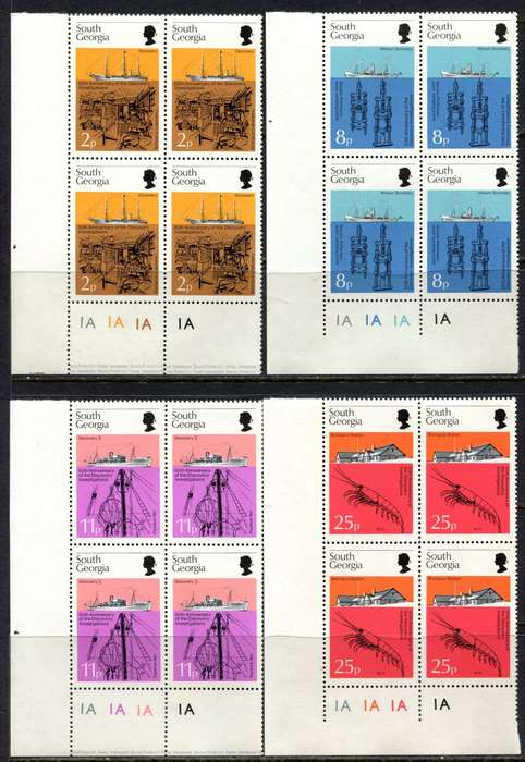 Falkland Islands/ South Georgia - Set of 4 Control Blocks of 4 - 1976 - MNH