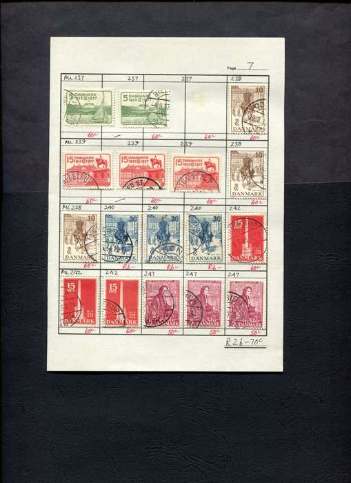 Denmark - 17 Stamps Mounted (Hinged) on Approval Page
