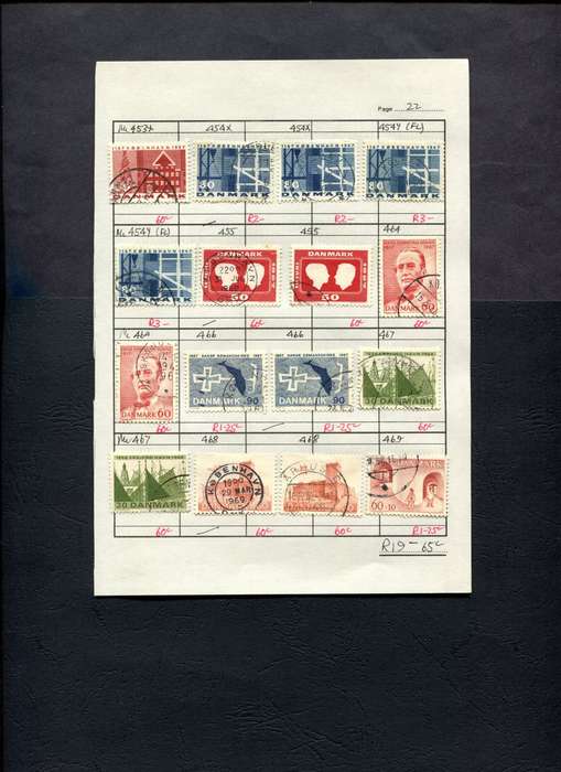 Denmark - 16 Stamps Mounted (Hinged) on Approval Page
