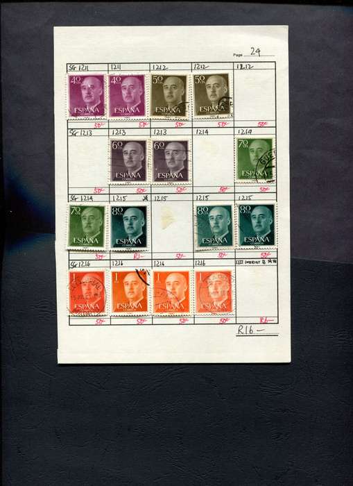Spain - 15 Stamps Mounted (Hinged) on Approval Page