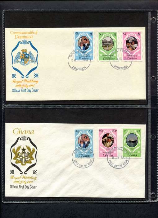 1981 Royal Wedding - Over 160 FDC's in 3 Different size/colour albums - Some Variety's Noted