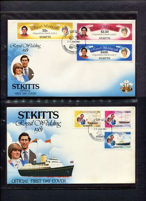 1981 Royal Wedding - Over 160 FDC's in 3 Different size/colour albums - Some Variety's Noted