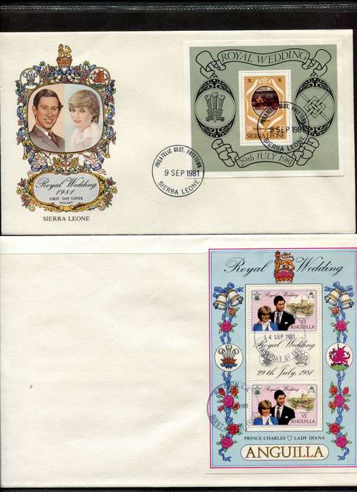 1981 Royal Wedding - Over 160 FDC's in 3 Different size/colour albums - Some Variety's Noted