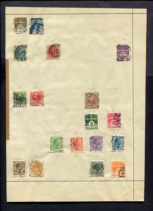 Denmark - 18 Stamps Mounted on Old Album Page