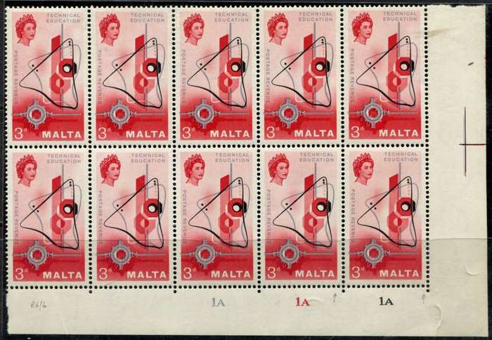 Malta - Control Block of 10 With Minor Variety - 1958 - MM