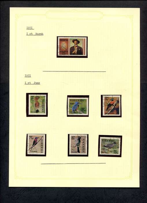 Rhodesia  - 7 Stamps Mounted (Hinged) On Old Album Page