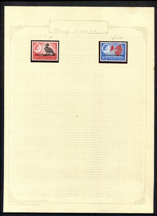 Swaziland - 2 Stamps In Mounts on Old Album Page - Mint Stamps Unmounted