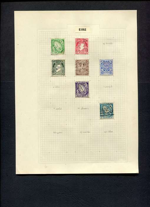 Ireland - 7 Stamps Mounted (Hinged) On Old Album Page