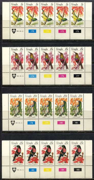 Venda - Set of 4 Control Strips 5 - 1981 - MNH