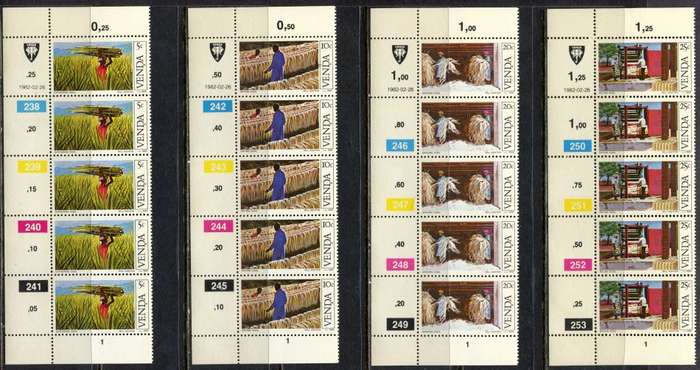 Venda - Set of 4 Control Strips 5 - 1982 - MNH